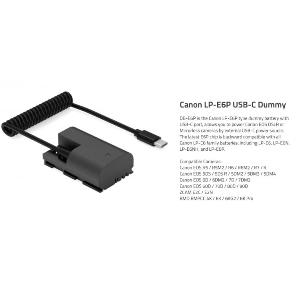 Caisi LP-E6 USB-C Dummy Battery for Canon Cameras0