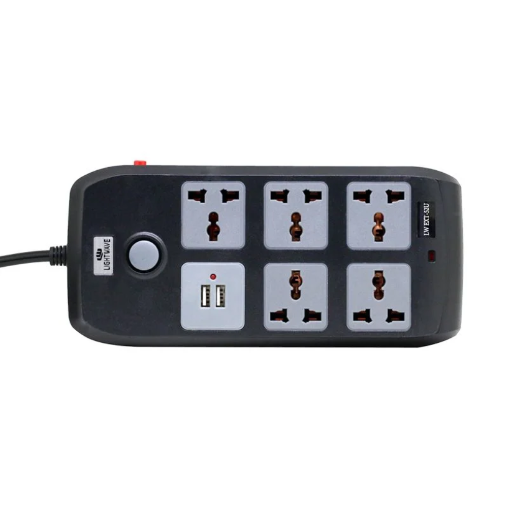 Lightwave 5-Way Extension Socket 3 Metres with USB-LW EXT 52U