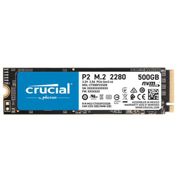 Crucial P2 3D NAND NVMe PCIe M.2 2280 SSD – 500GB (CT500P2SSD8)2