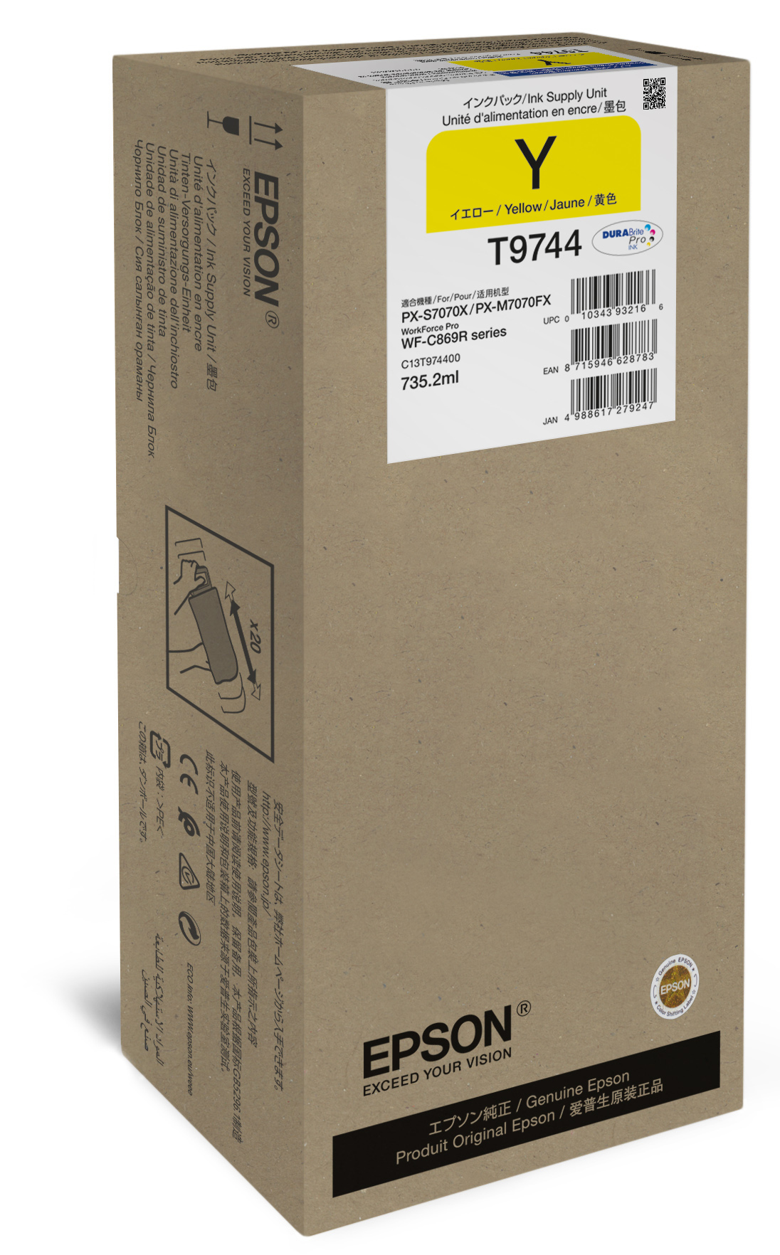 Epson Yellow XXL Ink Cartridge for WF-C869R Series – C13T9744002