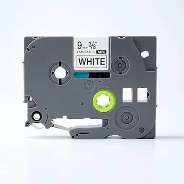 9mm x 8m Black on white Tape