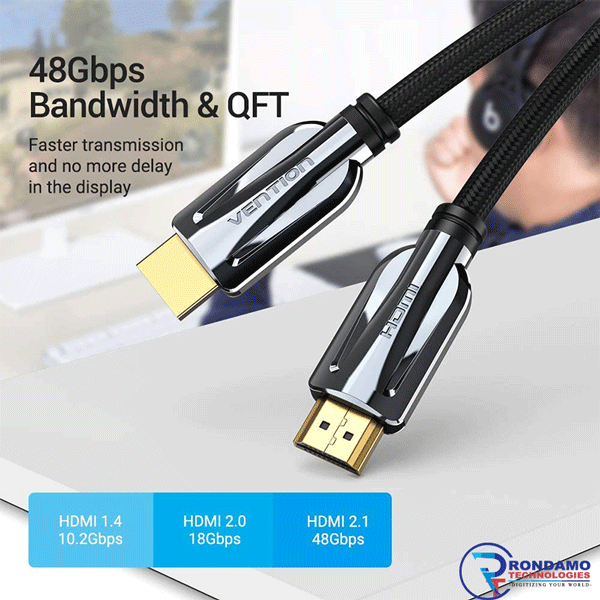 8K HDMI Cable 3M, HDMI 2.1 Cable VENTION Ultra HD Lead High-Speed Cord 48Gbps | Supports 8K@60HZ3