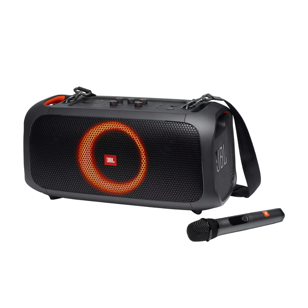 JBL PARTYBOX ON-THE-GO PORTABLE PARTY SPEAKER WITH BUILT-IN LIGHTS AND WIRELESS MIC3