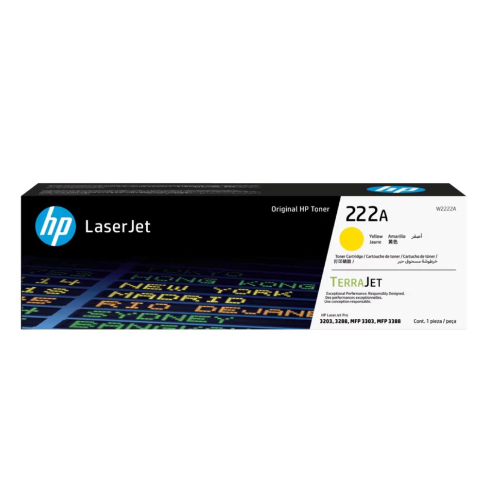 HP 222A Yellow Original LaserJet Toner Cartridge - W2222A