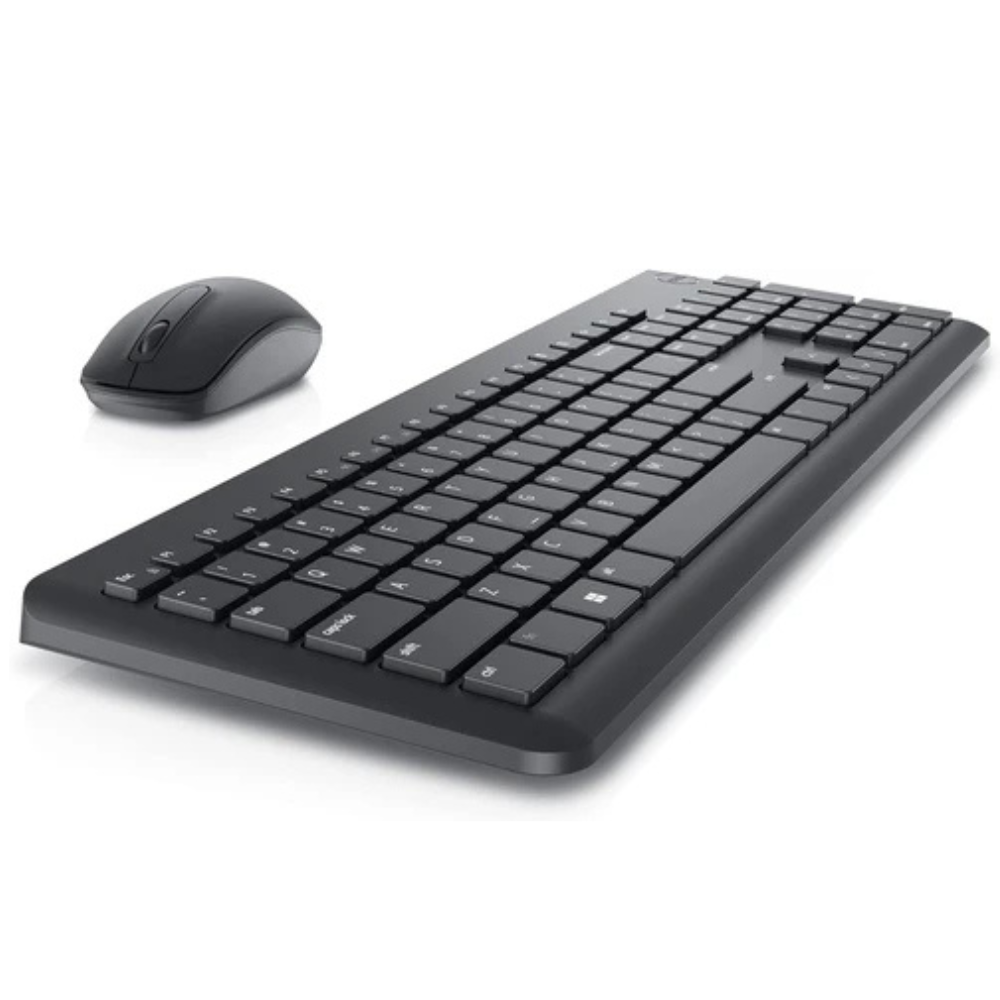 Dell Wireless Keyboard and Mouse (KM3322W) - 2.4GHz, Optical LED Sensor, Mechanical Scroll, Anti-Fade Plunger Keys, 6 Multimedia Keys, Tilt Leg0