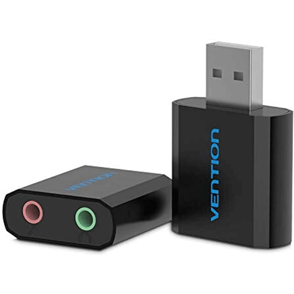 VENTION USB External Sound Card 3.5 mm USB to Audio Jack Converter Splitter Multiple USB Jack Stereo Adapter for Headphone (Black)4
