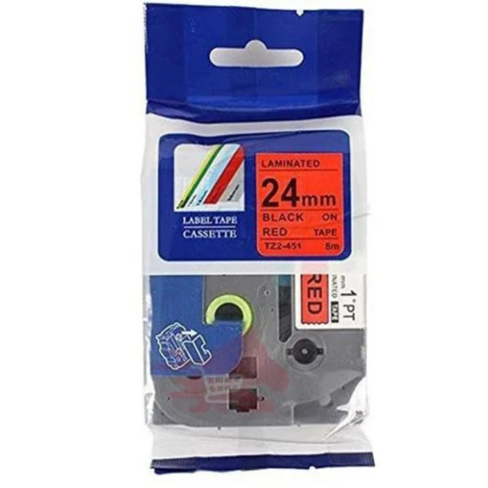 Brother TZ2-451 Lable Tape 24mm x 8m Black on Red0