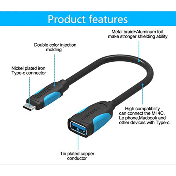 Vention OTG Cable Male USB C to Female USB 3.1 A Adapter2