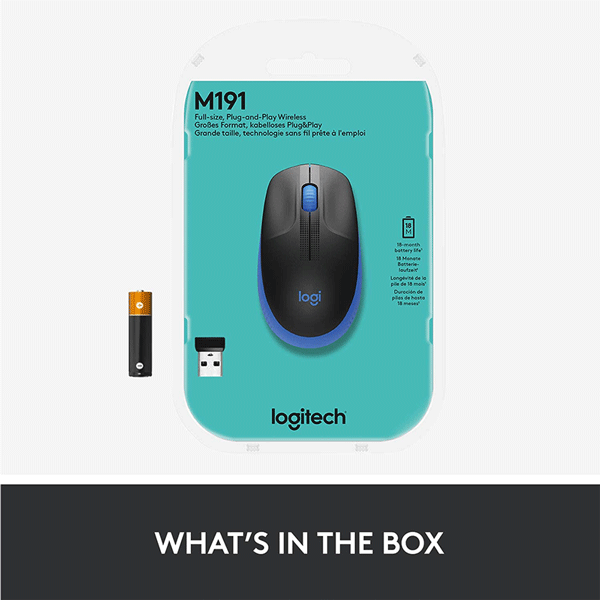 Logitech Wireless Mouse Full Size M191 - Blue (910-005909)4