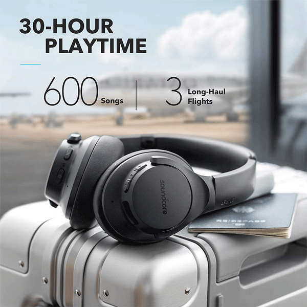 Anker Soundcore Life Q20 Hybrid Active Noise Cancelling Headphones, Wireless Over Ear Bluetooth Headphones, 40H Playtime, Hi-Res Audio, Deep Bass, Memory Foam Ear Cups, for Travel, Home Office3